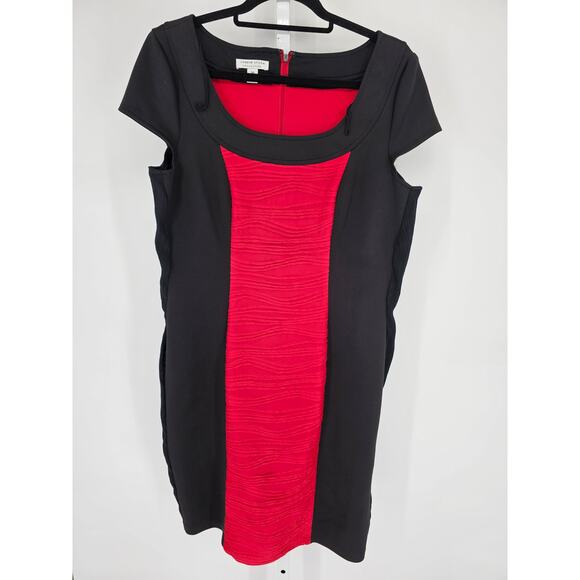 London Style Collection Womens Sz 10 Knee Length Cap Sleeve Dress Red Black - Picture 1 of 4